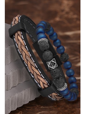 Jenny Daphne Erkek Deri ve Doğaltaş Bileklik Kombin