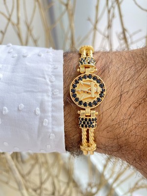 Jenny Daphne Erkek Tasarım Prinç Renk Atmaz Bileklik Kelepçe