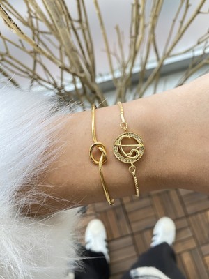 Jenny Daphne Kadın Altın Kaplama Prinç Renk Atmaz Bileklik 2 Li Kombin