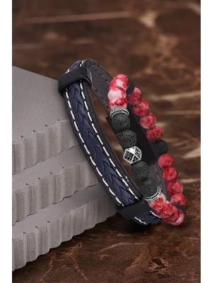 Jackferrero Özel Tasarım Erkek Deri ve Doğaltaş Bileklik Kombin