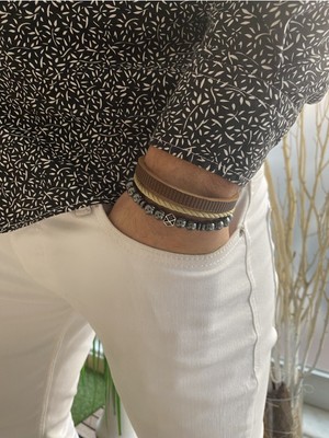 Jenny Daphne Erkek Deri ve Doğaltaş  Bileklik Kombin Gerçek Ürün Renk Atmaz