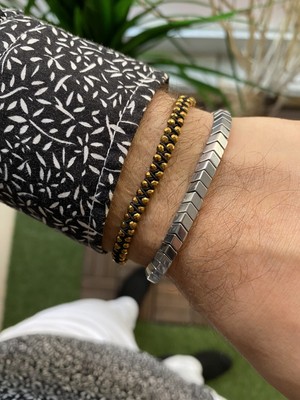 Jenny Daphne Erkek Hematit Doğataş  Renk Atmaz Bileklik 2 Li Kombin