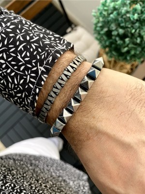 Jackferrero Kombin  Hematit Taşı Makrome El Örgüsü Erkek Bileklik