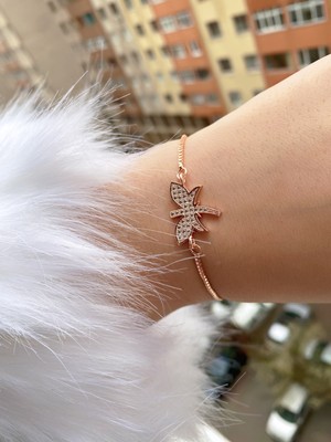 Jackferrero Kadın Rosse Renk Asansör Bileklik  Renk Atmaz Altın Kaplama Zirkon Taş