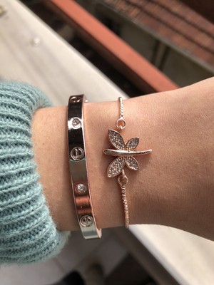 Jackferrero Özel Tasarım Rosse Renk  Kadın Kombin  Bileklik Seti  Renk Atmaz