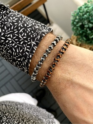 Jackferrero Kombin  Hematit Taşı Makrome El Örgüsü Erkek Bileklik