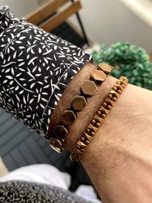 Jackferrero Kombin  Hematit Taşı Makrome El Örgüsü Erkek Bileklik