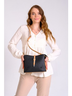 Just Polo Kadın Siyah Taba Çapraz Askılı 3 Gözlü Omuz & Kol Çantası