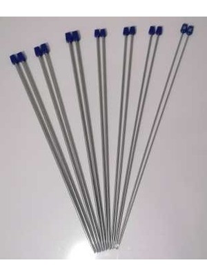 Nazarone Titanyum Paslanmaz Parlak Uzun Örgü Şiş Seti  35CM 2-2,5-3-3,5-4-4,5-5 mm Numara (7 Li Şiş Seti)