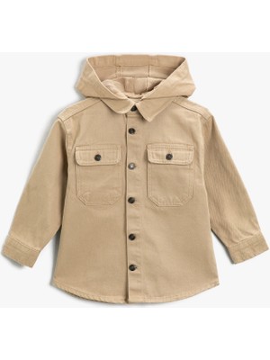 Koton Çıkarılabilir Kapüşonlu Cep Detaylı Düğmeli Pamuklu Ceket