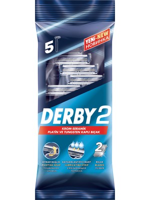 Derby 2 Manuel Tıraş Ürünleri 5'li Paket Oynar Başlıklı E Vitaminli Kayganlaştırıcı Bantlı
