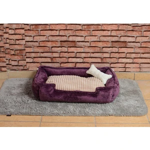 Cookie Pet Dolgulu Kedi Köpek Yuvası 70x50cm Mürdüm Bej