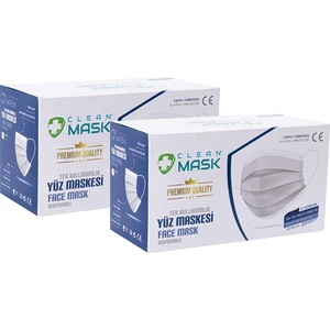 Clean Mask Premium Quality Tek Tek Poşetli Kırmızı 50x2 3 Katlı Cerrahi Maske