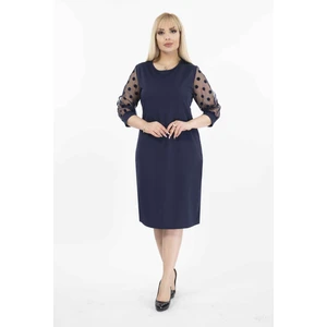 Puanlı Flok Kol Büyük Beden Elbise 30A-2036