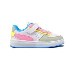 P-964 Beyaz / Pembe Unisex Çocuk Tek Cırt Spor Ayakkabı