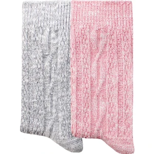 Unlimited Legwear 2li Kalın Kışlık Pembe/gri Örgü Desenli Viskoz Kadın Çorap Seti