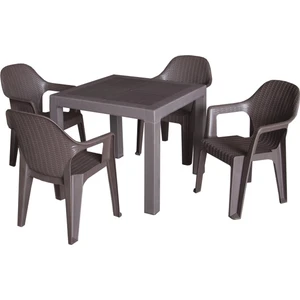 Rattan Masa Takımı 90x90 Camsız Masa 4 Kişilik Polo Rattan Sandalye Seti Bahçe Balkon Teras Takımı