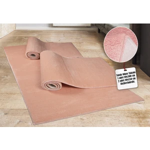 My Evilla Modern Dekoratif Halı Jel Kaymaz Taban Pembe Yatak Odası Seti