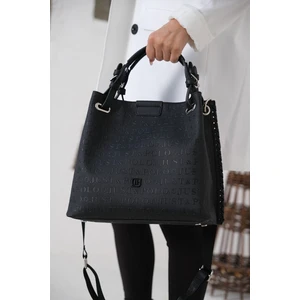 Just Polo Kadın Siyah Örgü Detaylı Uzun Çapraz Askılı Omuz Çantası