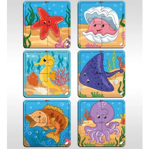 Bk Toys Çocuklar Için Eğitici-Öğretici Ahşap 4 Parça Yapboz Puzzle (6 Adet) - Model 6