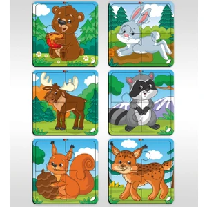 Bk Toys Çocuklar Için Eğitici-Öğretici Ahşap 4 Parça Yapboz Puzzle (6 Adet) - Model 5