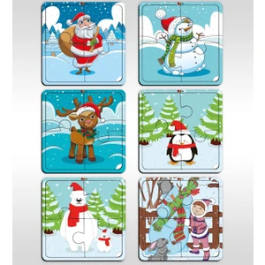 Bk Toys Çocuklar Için Eğitici-Öğretici Ahşap 4 Parça Yapboz Puzzle (6 Adet) - Model 8