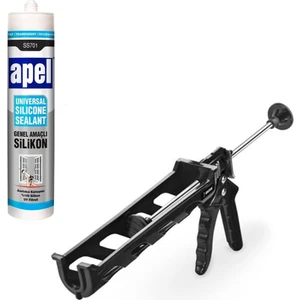 Apel Şeffaf Silikon 250 ml + Silikon Tabancası Plastik Set