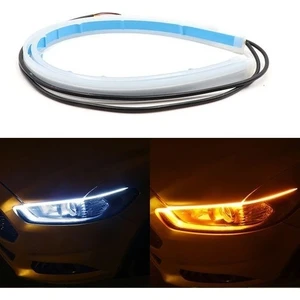 Buz Mavi Turuncu Selamlamalı Kayar Sinyalli Gündüz Farı Far Üstü 60CM Kayan LED Kayar Sinyal 2 Adet