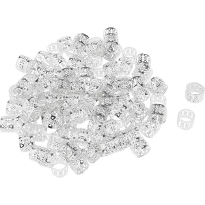 100 Parça Metal Manşetleri Dreadlocks Boncuk Saç Örgü Styling Için Dıy Jewels GümüşOto-Onay (Yurt Dışından)