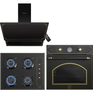 Rustik Siyah Cam Ankastre Set (DA6-835 Davlumbaz KO-40 TAHDF Ocak B66-SF2 Fırın)