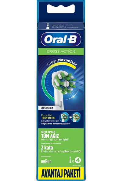 Oral-B Oral-B  Şarjlı Diş Fırçası Yedek Başlığı Cross Action 4'lü