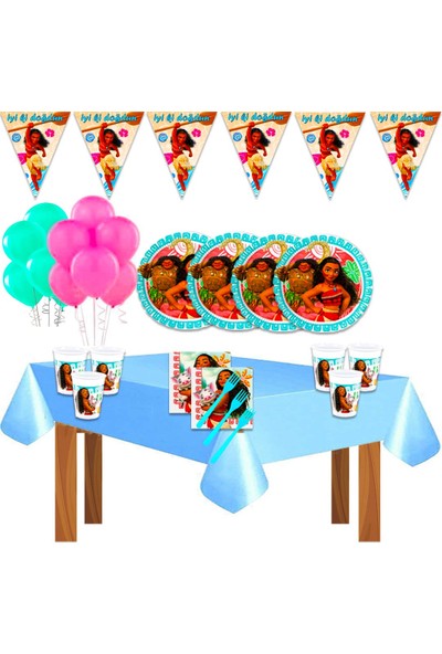 Moana Prenses Moana Doğum Günü Parti Süsleri Süsleme Seti- 16 Kişilik