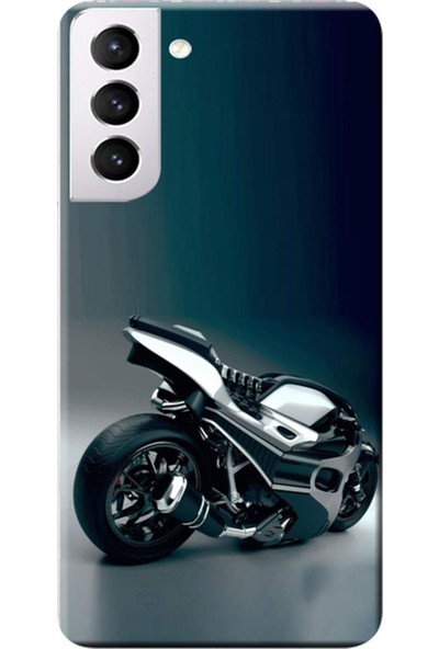 Zamass Samsung Galaxy S21 Fe Kılıf SM-G990 Desen Baskılı Silikon Motorcycle STK:298