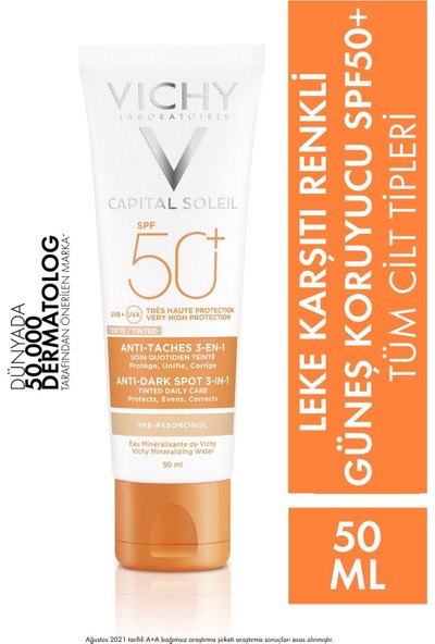 Vichy Ideal Soleil Güneş Kremi Leke Karşıtı E Vitamini Yüksek Koruma SPF50 50 ml