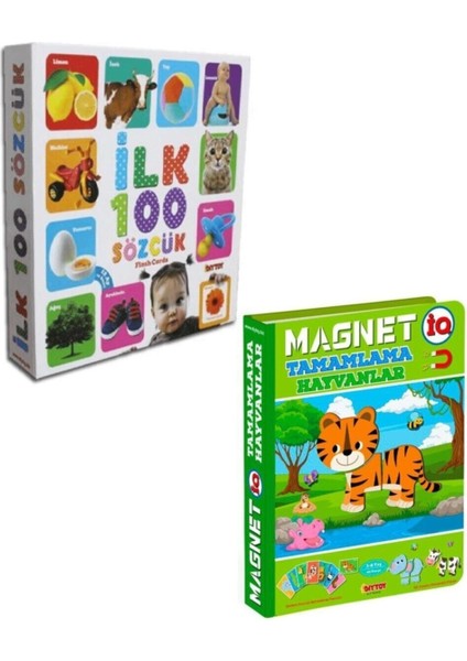 Diy-Toy Diytoy Ilk 100 Sözcük + Magnet Hayvanlar Tamamlama (2 Ürün Bir Arada)