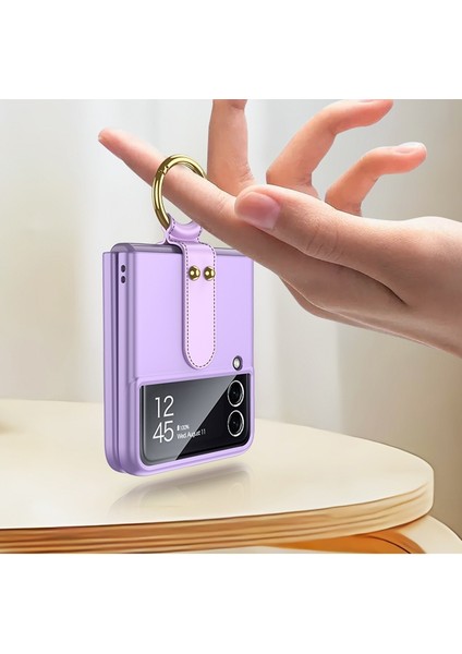 Samsung Galaxy Z Flip3 5g Için Halkalı Ultra Ince Pc Kılıfı Mor modelleri