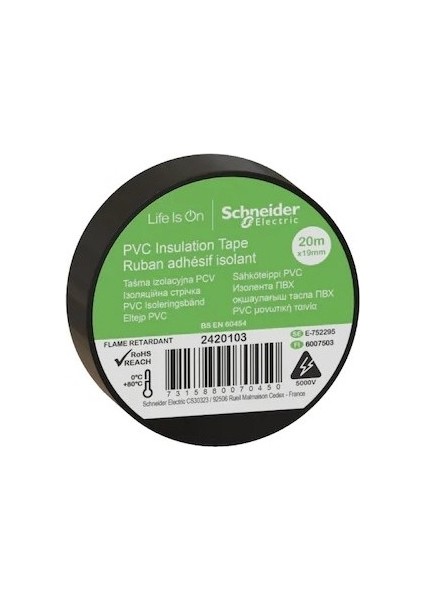 Elektrik Bantı 20 mt X19MM (8 Adet) Siyah