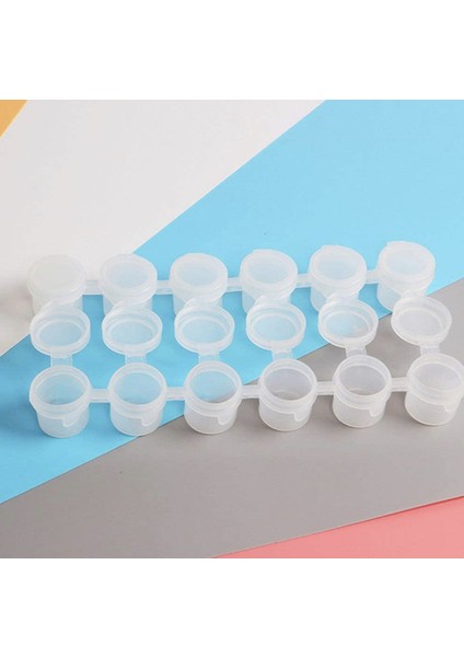 60 Adet Boya Kutusu, 5 cc Boya Kutusu Kapaklı Plastik 10 Adet 6'lı Şerit, Tüm Boyalar İçin