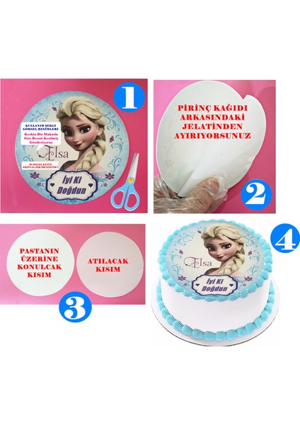 Yenilebilir Pasta Resmi Pirinç Kağıdından Kızımız Kur'an Öğrendi 6-8-10 Kişilik Pastaya Uygun 16 cm