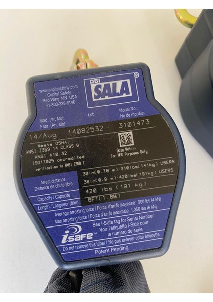 Dbı Sala Nano-Lok Çift Kollu Geri Sarımlı Düşüş Durdurucu 1,8 M 3101473 - Iş Güvenliği Yüksekten Düşüş Önleyici
