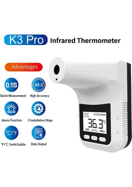 K3 Pro Kızılötesi Duvara Monte Termometre - Beyaz (Yurt Dışından)