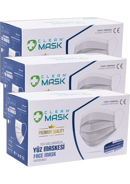 Clean Mask Premium Quality Tek Tek Poşetli Pembe 50x3 3 Katlı Cerrahi Maske