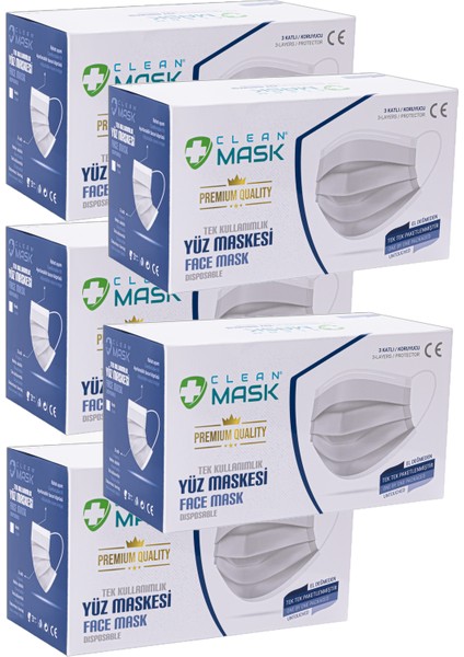 Premium Quality Tek Tek Poşetli Sarı 50x5 3 Katlı Cerrahi Maske