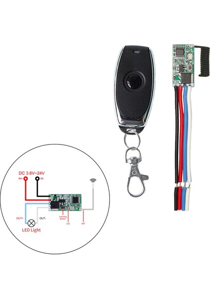 Rf 433 Mhz 12 V Mini Röle Kablosuz Uzaktan Kumanda Anahtarı Alıcı 1 Drap 1 1 Düğme Siyah