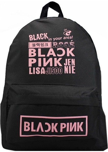 Siyah Blackpink Baskılı Sırt Okul Çantası