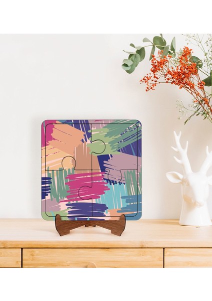 Gift Modern Art Tasarımlı Ahşap Standlı Puzzle Çerçeve-11