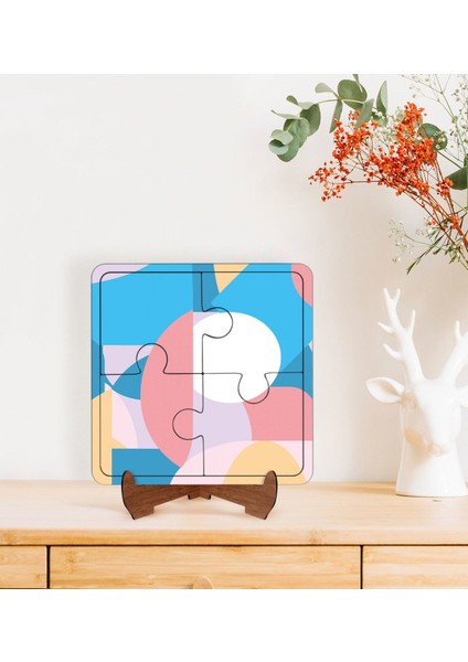 Gift Modern Art Tasarımlı Ahşap Standlı Puzzle Çerçeve-10