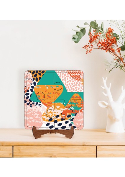 Gift Modern Art Tasarımlı Ahşap Standlı Puzzle Çerçeve-1