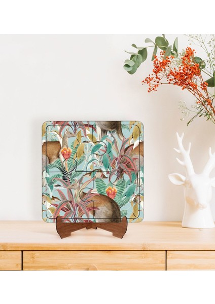 Gift Kanguru Tasarımlı Ahşap Standlı Puzzle Çerçeve-1
