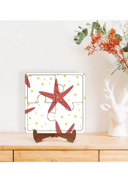 Gift Deniz Yıldızı Tasarımlı Ahşap Standlı Puzzle Çerçeve-1